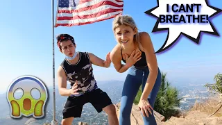 PANIC ATTACK PRANK while hiking to hollywood sign!! *Intense*