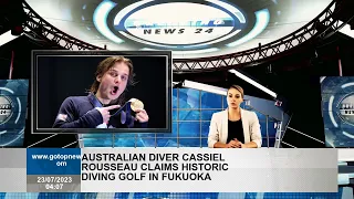 Australia Diver Cassiel Rousseau claims to be a historical diving golf in Fukuoka