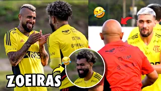 MUITA RESENHA NO TREINO DO FLAMENGO (GABIGOL, VIDAL, RODINEI… )