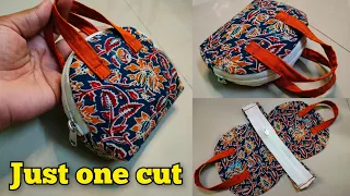 Just one cut Cutest pouch making at home | Mini Fabric Pouch DIY | purse/ mini handbag / coin pouch