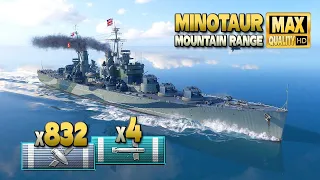 Smoke Minotaur on map Mountain Range - World of Warships