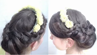 Легкая прическа на выпускной, свадьбу, вечер с плетением / Hairstyle every day average and long hair
