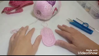 Solinha em crochê para Sapatinhos de Bebê tam 9 cm