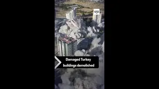 Damaged Turkey buildings demolished