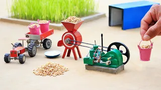 diy tractor diesel engine flour mill machine mini science project || @MiniInventor