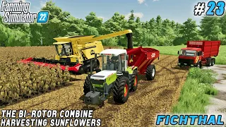 Cleaning Silo Trench, Harvesting Sunflowers with New Combine | Fichthal V2 Farm | FS 22 | ep #23