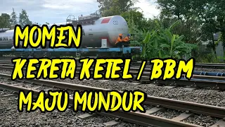 MOMEN LANGKA KERETA BBM / KETEL PERTAMINA MAJU MUNDUR DI STASIUN REWULU