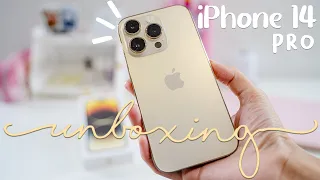 iPhone 14 Pro Gold  aesthetic unboxing | in-store pickup, customisations and camera testing