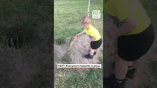 Cute Squirrel Gratefully Takes Toddler's Pizza