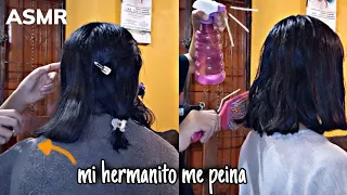 ASMR mi hermanito cepilla y peina mi cabello