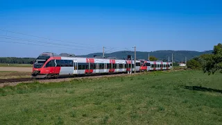 Franz-Josefs-Bahn Züge im Tullnerfeld (4K)