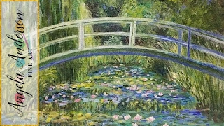 Monet Waterlilies Bridge (Part 1) Impressionist Acrylic Painting Tutorial LIVE