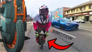 $4,000 ELECTRIC UNICYCLE TROLLS THE STREETS! INMOTION V13 FULL SPEED CITY RUN (INSANE SPEED)