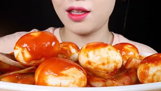 ASMR Soft-Boiled Eggs Tteokbokki | Spicy Rice Cakes | Eating Sounds Mukbang