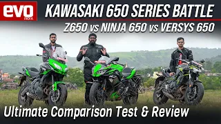 Kawasaki Z650 vs Ninja 650 vs Versys 650 | Comparison test review 2021 | evo India