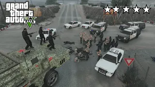 GTA 5 Michael Franklin Trevor VS Sheriff FIVE STAR COP BATTLE AT Trevor's Trailer(Helicopter Escape)