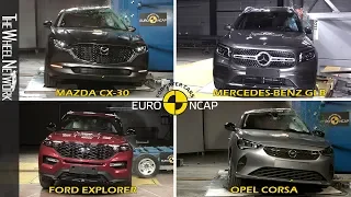 Euro NCAP Safety Tests Compilation – Ford Explorer, Mazda CX-30, Mercedes-Benz GLB, Opel Corsa