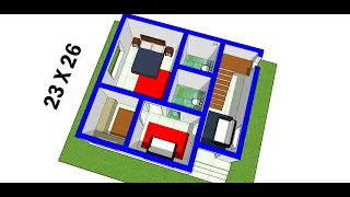 23 x 26 chota ghar ka naksha kaise banaye II 23 x 26 small house plan design