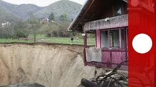 Huge sinkhole swallows pond, threatens village in Bosnia