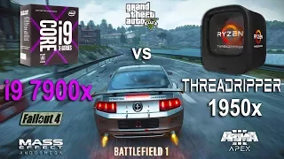 Ryzen Threadripper 1950x vs i9 7900x Test in 6 Games