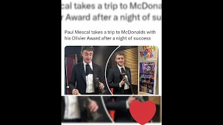 Paul Mescal takes a trip to McDonalds with his Olivier Award after a night of success