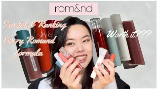 Ranking ALL Romand Lip Tints | Review and Swatches 💄