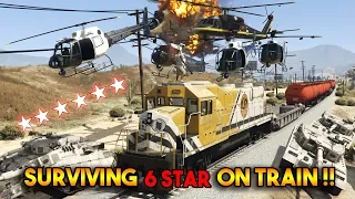 GTA 5 ONLINE : TRYING TO SURVIVE 6 STAR WANTED LEVEL JUST ON TRAIN !