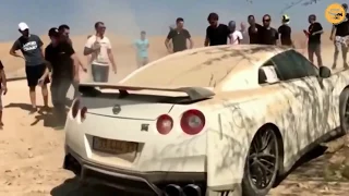 NISSAN GT R DRIVING FAILS  EPIC GT R CRASH COMPILATION