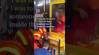 Boy trapped inside claw machine in China #shorts