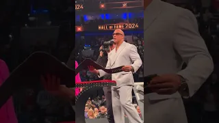 Dwayne THE ROCK Johnson RECEIVES NEW CHAMPIONSHIP BELT DURING WWE HALL OF FAME