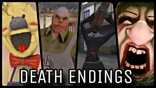 Ice Scream 1-8, Mr. Meat 1-2, Evil Nun 1-2, Witch Cry & Angry King Keplerians Death Endings