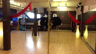 Panda Twin Pole Dancing Duet - Crystal Lai and Estee Zakar