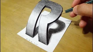 Drawing 3D Letter - How to Draw R - Anamorphic Illusion by Vamos