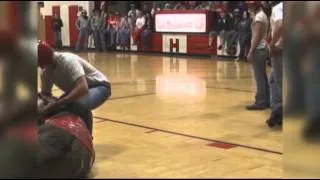 Raw: Students play basketball riding donkeys