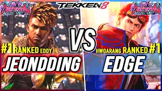 T8 🔥 JeonDDing (#1 Ranked Eddy) vs Edge (#1 Ranked Hwoarang) 🔥 Tekken 8 High Level Gameplay