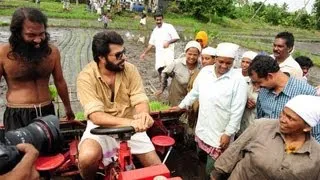 Mammootty seeding in his own paddy field