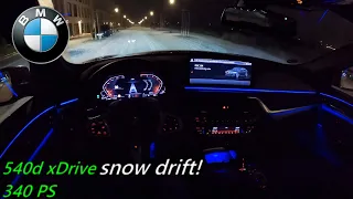 HOW SAFE is 2022 BMW 540d xDrive 340 PS in SNOW at NIGHT?