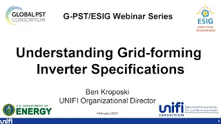 G-PST/ESIG Webinar Series: Understanding Grid forming Inverter Specifications