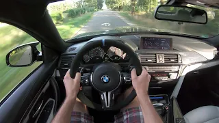 POV 5 Loud BMW M4 narrow forest road full Exhaust + Downpipes F82