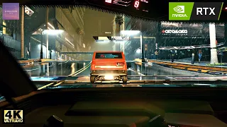 Cyberpunk 2077 Free Roam - Driving around the Night City in the Rain at Night