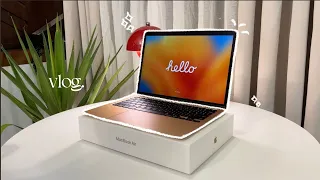 MacBook Air M1 in 2024 aesthetic unboxing  💻🌿 (full honest review + accessories)