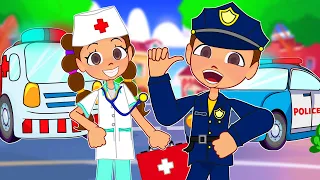 Jobs and Career + Police Finger Family Song For Kids | More Nursery Rhymes