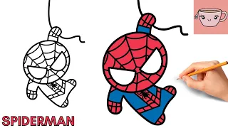 How To Draw Spiderman | Miniso Marvel Style | Cute Easy Step By Step Drawing Tutorial