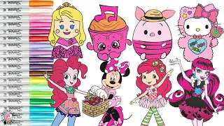 Coloring Book Compilation for Kids Disney Princess Hello Kitty Piglet Monster High Minnie Mouse