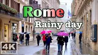 walking tour in the rain for sleep | Rome 4k