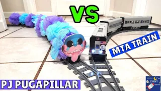 PJ Pugapillar Lego Train Vs LEGO MTA SUBWAYTRAIN On DIY GIANT LEGO TRAIN LAYOUT