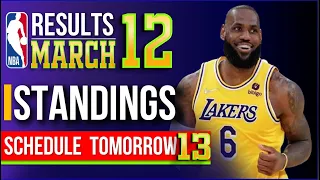 NBA Standings today | NBA games today, March 12 , 2024. GAME RESULTS TODAY | Schedule & Scoreboard