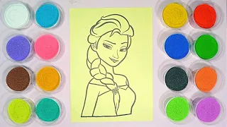 Sand painting and coloring beautiful Elsa Frozen