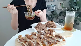 ENG)vlog 🧊 A cooking mukbang Vlog that makes cool buckwheat soba and beef sushi, Kimchi fried rice