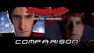 Spider-man Into the Spider Verse Live Action Opening Comparison (Tobey Maguire)